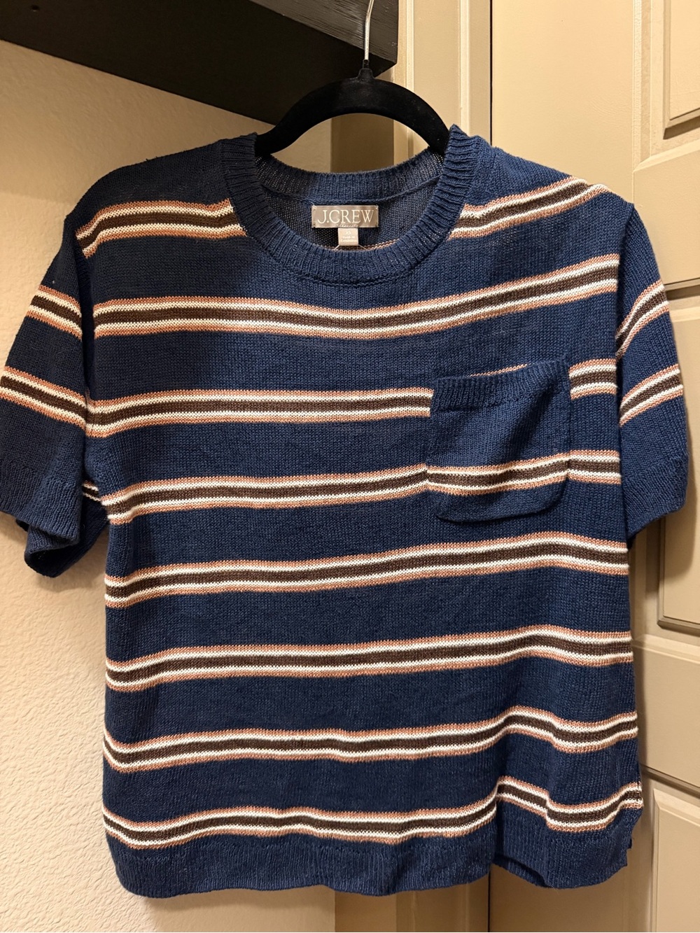 J. Crew Navy Stripe Short-Sleeve Knit Tee - Picture 2 of 6